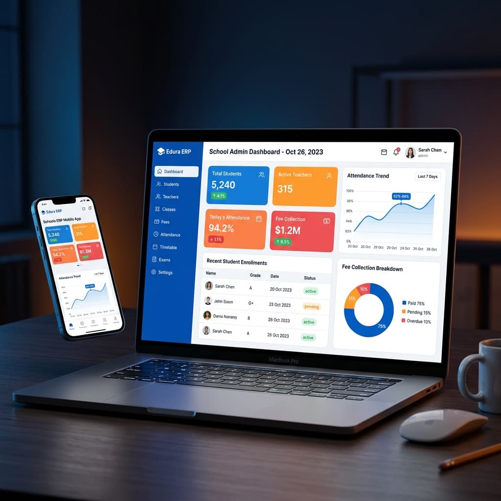 Bhavya EduHub ERP Admin Dashboard Preview